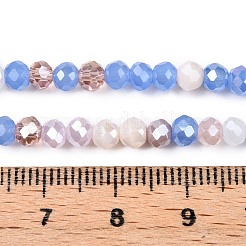 電気メッキガラスビーズセット  ファセット(32ファセット)  ロンデル  カラフル  4x3.5mm  穴：0.7mm  約123~125個/連  16.96~17.32''（43.5~44センチメートル）&nbsp;GLAA-T023-B16-05