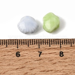 手作りの陶器ビーズ  シェル形状  光沢釉の磁器  ミックスカラー  8x10x5.5mm  穴：2mm&nbsp;PR-CBA64B6-01