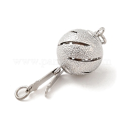 ラックメッキ真鍮ボックスクラスプ  中空ボール  長持ちメッキ  1連  1穴  プラチナ  2mm&nbsp;KK-H447-08P-02