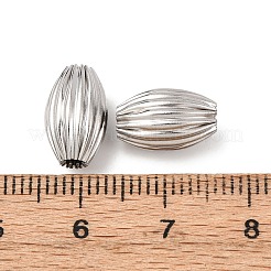 テクスチャ加工された304ステンレススチールビーズ  双円錐形  ステンレス鋼色  12x7.5mm  穴：2mm&nbsp;STAS-I358-11P-05