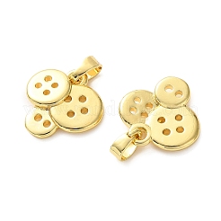 真鍮製チャーム  トリプルボタンチャーム  18KGP本金メッキ  14.5x14x3mm  穴：5x2.5mm&nbsp;KK-CBA9FD2-09G