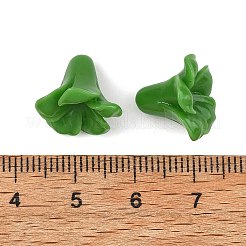 染め加工合成サンゴビーズ  花  濃い緑  15x12mm  穴：1.2mm&nbsp;GG-H001-01A-02