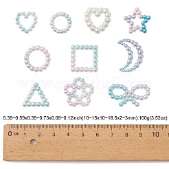 100g スプレーペイント ABS プラスチック カボション  スター＆スクエア＆リング＆ハート＆蝶結び  ブルー  10~15x10~18.5x2~3mm&nbsp;KY-CJ0001-67