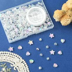 DIYブレスレット作りキット  ハート＆スター＆ラウンドアクリルビーズ付き  伸縮性のある糸  透明  200個/箱&nbsp;DIY-YW0007-49B