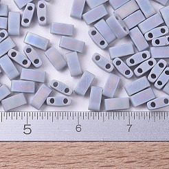 MIYUKIハーフティラビーズ  日本製シードビーズ  2の穴  （htl498fr）マット不透明セメントグレーab  5x2.3x1.9mm  穴：0.8mm  約250個/10g&nbsp;X-SEED-J020-HTL0498FR