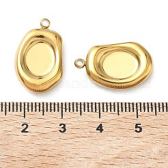 304ステンレススチールペンダントカボションセッティング  イオンプレーティング（ip）  オーバル  21x13.5x5mm  穴：1.6mm  トレイのサイズ：10x8mm&nbsp;STAS-C167-07A-G