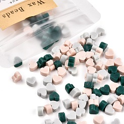 シーリングワックス粒子  レトロシーリング印鑑用  ハート  ミックスカラー  7.3x8.6x5mm  約110~120個/袋&nbsp;DIY-K019-10