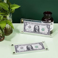 6袋アクリル通貨フレームディスプレイ  ドル紙幣回収フレーム  長方形  ネジ付き  ホワイトスモーク  ボード：190x90x2.5mm  穴：4mm  2個/袋&nbsp;AJEW-CA0002-71