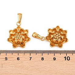 304ステンレスペンダント  花のチャーム  ゴールドカラー  23x20x6.5mm  穴：7x3.5mm&nbsp;STAS-P438-39B-G