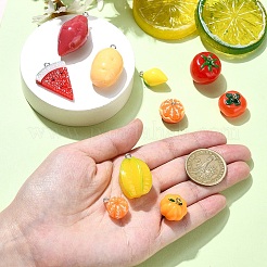 秋をテーマにした樹脂ペンダント10個、10スタイル  模造食品  プラチナメッキ鉄ループ付き  果物と野菜  ミックスカラー  15~39.5x17~22x6~17mm  穴：1.8~2mm  1個/スタイル&nbsp;FIND-YW0005-42