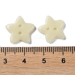 セラミックボタン  2穴  スター  レモンシフォン  14x15x3mm  穴：1.5mm&nbsp;PORC-B001-05B-02