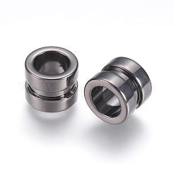 304ステンレススチールビーズ  コラム  スジ入りビーズ  ミックスカラー  10x8mm  穴：6.5mm&nbsp;STAS-F123-02