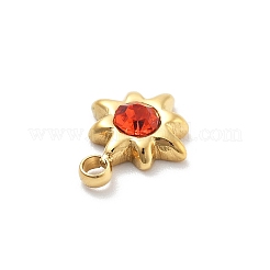スター 304 ステンレス ラインストーン チャーム  イオンプレーティング（ip）  14KGP本金メッキ  ミックスカラー  8x6.5x2mm  穴：1.2mm&nbsp;STAS-L283-31G