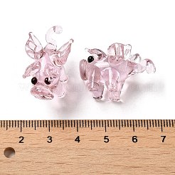 手作りのランプワークの家の装飾  ギフト用の3D豚の装飾品.  ミスティローズ  27~28x15~16x19~20mm&nbsp;X1-LAMP-K039-25