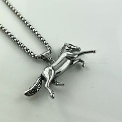 スタイリッシュな304ステンレススチール製のランニングホースペンダントネックレス（男性用）  パンク ヒップホップ ジュエリー  ステンレス鋼色&nbsp;FH9304