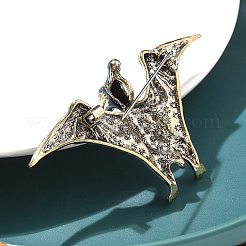 翼竜のエナメルピン  バックパックの服に合うアンティークシルバー合金ブローチ  マリンブルー  41.5x68.5mm&nbsp;LS-JEWB-Q004-02AG