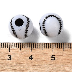オペークアクリルヨーロピアンビーズ  クラフトスタイル  大穴ビーズ  テニスボール  ホワイト  11x10.5mm  穴：4mm  約1000個/500g&nbsp;SACR-P031-25A-02