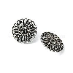 チベット風合金シャンクボタン  無鉛の  花  アンティークシルバー  17x6mm  穴：2.5mm&nbsp;X-TIBE-R179-AS-LF