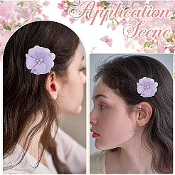 ポリエステル＆プラスチック製の模造真珠＆ラインストーンの花飾りアクセサリー30個  ドレス衣装の装飾用  ライラック  55x24mm&nbsp;DIY-SP0006-06D