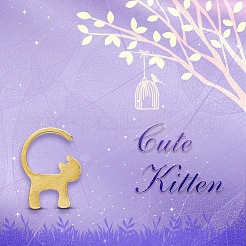 スターリングシルバーの子猫フックイヤリング925個  猫のシルエット  ゴールドカラー  15x10mm&nbsp;JE315C