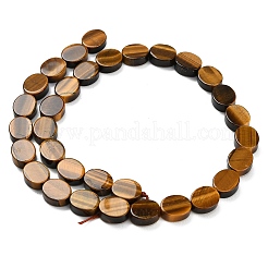 天然石タイガーアイビーズ連売り  フラットオーバル  12x10x4.5~6mm  穴：0.6~0.7mm  約32~33個/連  15.55''~15.94