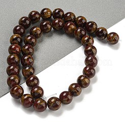 合成ゴールドクリスタルストーンビーズ連売り  染め  ラウンド  ファイヤーブリック  10mm  穴：1mm  約35~39個/連  14.57''~15.35''（37~39センチメートル）&nbsp;G-P549-A01-02C