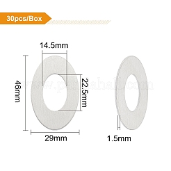 ブランクアルミニウムカスタム彫刻ネームプレート  名刺ブランク  楕円形  プラチナ  46x29x1.5mm  内径：14.5x22.5mm  30個/箱&nbsp;ALUM-BC0001-27