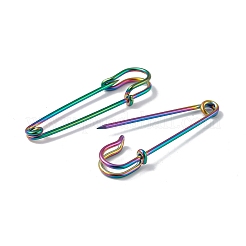 イオンプレーティング(IP) 304 ステンレススチール 安全ピン ブローチ金具  ラペルピン作り用キルトピン  虹色  50.5x14x5.5mm&nbsp;STAS-I673-05MC