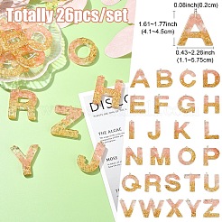26個26スタイル透明エポキシ樹脂ペンダント  スパンコールとループが付いた文字チャーム  パールピンク  41~45x11~57.5x7~9mm  穴：2mm&nbsp;CRES-YW0002-28G