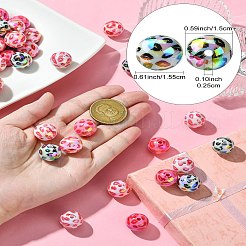 UVメッキ不透明アクリルビーズ50個  虹色の  ラウンド  ミックスカラー  15.5x15mm  穴：2.5mm&nbsp;MACR-CJ0001-99