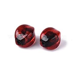 手作り銀箔ガラスベネチアンビーズ  ナゲット  クリムゾン  15~17.5x15.5~18x15.5~18mm  穴：2~3.5mm&nbsp;FOIL-N034-01G
