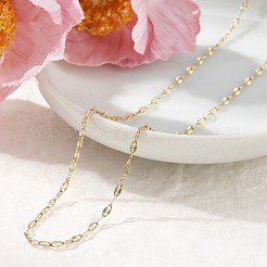 2mm 304ステンレススチールのテクスチャ加工ダップチェーンネックレス  14KGP本金メッキ  17.05インチ（43.3cm）&nbsp;NJEW-T016-14G