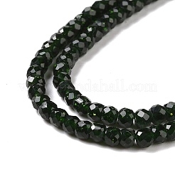 合成グリーンゴールドストーン金砂石ビーズ連売り  多面カット  ロンデル  3x2mm  穴：0.6mm  約166個/連  37cm&nbsp;G-H280-06