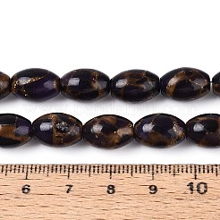 染色された合成宝石ビーズ連売り  オーバル  インディゴ  10~12x8~8.5mm  穴：0.7~0.8mm  約31~33個/連  14.96~15.94''（38~40.5センチメートル）&nbsp;G-T144-38B