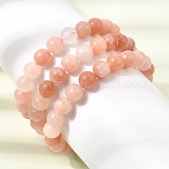 8.5mm天然染色・加熱処理カルセドニーの丸型ビーズを使用した女性用ストレッチブレスレット  ピンク  内径：1.97インチ（5cm）&nbsp;GG-CBA3F02-14A-02