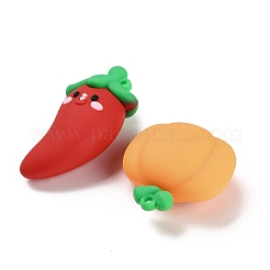 ポリ塩化ビニールのプラスチックチャーム  野菜  ミックスカラー  37~56x28.5~37x19.5~21mm  穴：2~2.5mm&nbsp;FIND-I069-03