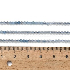 グラデーションカラーのナチュラルデビルブルーアクアマリンビーズ連売り  ラウンド  多面カット  2mm  穴：0.5mm  約189個/連  15.55''（39.5センチメートル）&nbsp;G-NH0072-B01-2mm