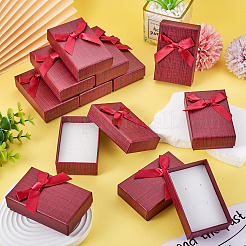 厚紙のジュエリーボックス  ジュエリーギフト包装用  ちょう結びの長方形  暗赤色  8.3x5.3x2.4cm&nbsp;CON-TAC0001-14C