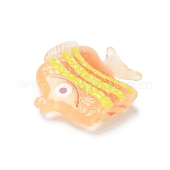 透明樹脂ペンダント  魚のチャーム  きいろ  21.5x25x6mm  穴：1.5mm&nbsp;RE-CBA098D-01B