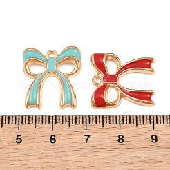 エナメルペンダントと合金  ちょう結びのチャーム  ライトゴールド  ミックスカラー  20x18x3mm  穴：1.5mm&nbsp;AL-CBA9C31-08G