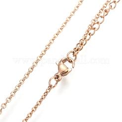 304ステンレススチールペンダントネックレス  カニカン付き  ドロップ  ローズゴールド  17.9インチ（45.5cm）&nbsp;NJEW-D277-11RG