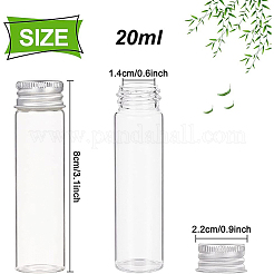 ガラスボトル  スクリューアルミキャップとシリコンストッパー付き  空の瓶  プラチナ  透明  8x2.2cm  容量：20ml（0.67液量オンス）  20個/箱&nbsp;AJEW-BC0001-20B