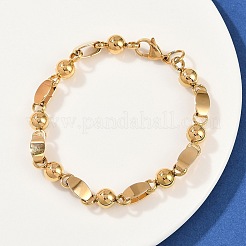女性用ステンレススチールリンクチェーンブレスレット201個  304ステンレススチール留め具付き  イオンプレーティング（ip）  ラウンド  ゴールドカラー  9インチ（22.7cm）&nbsp;BJEW-B143-17G