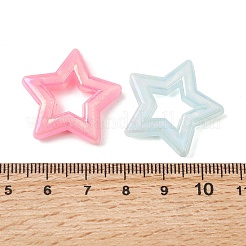 UVメッキ不透明アクリルビーズ  スター  ABカラーメッキ  ミックスカラー  25x27x5mm  穴：2mm  約380個/500g&nbsp;OACR-G058-10