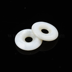 天然淡水シェルビーズ  ドーナツ/ディスク  貝殻色  12x2.5mm  穴：3mm&nbsp;SHEL-N026-187B-01