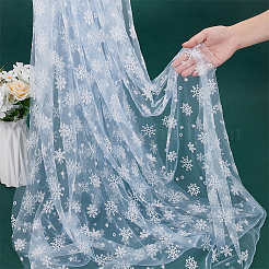 スノーフレーク模様のポリエステルメッシュ生地  ドレス衣装の装飾用  ライトスチールブルー  176cm  1m / pc&nbsp;DIY-WH0581-12A