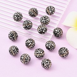 ラウンドグレードラインストーンクレイ舗装ビーズ  ヘマタイト  10mm  穴：1mm&nbsp;RB-O027-02