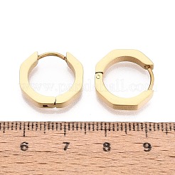 304ステンレススチールフープピアス  八角形  イオンプレーティング（ip）  18KGP本金メッキ  15x16x3mm&nbsp;STAS-T074-38G-A