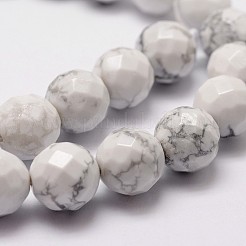 天然石ハウライトビーズ連売り  多面カット  ラウンド  6mm  穴：1mm  約61個/連  14.9インチ〜15.1インチ&nbsp;G-G736-25-6mm