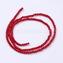ジェイド風ガラスビーズ連売り  多面カット  ロンデル  レッド  2.9~3.3x2~2.5mm  穴：0.5mm  約135~140個/連  32~34cm&nbsp;GLAA-G045-A12